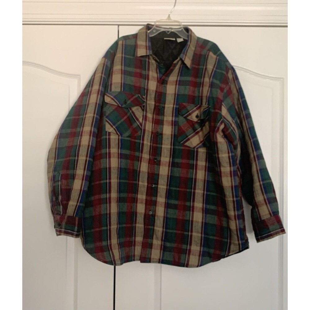 Deer Creek Mens Flannel Shirt Jacket Quilt Lined Plaid Size XL Work Shirt